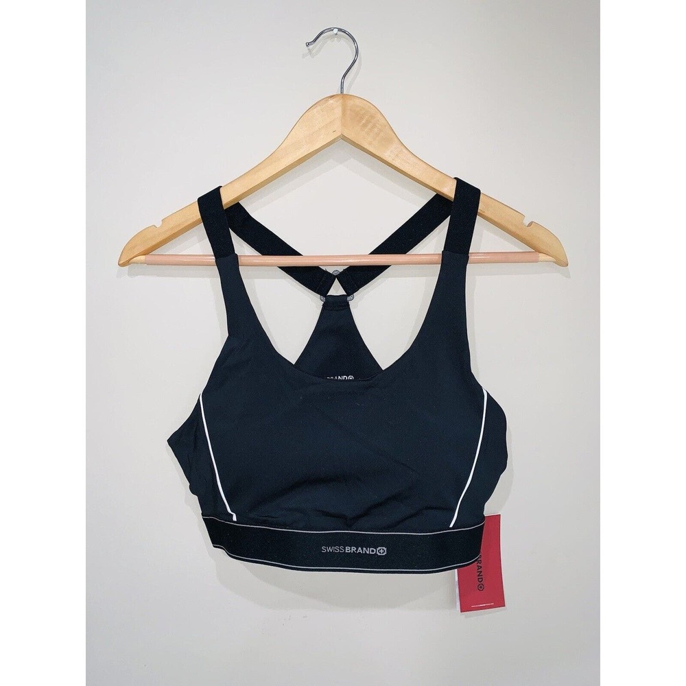 Sports Bra Black Size L Swiss Brand Racer Back~ Free Shipping
